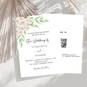 Invitation Floraux blancs verdure QR RSVP mariage de luxe