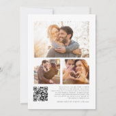 Invitation Floraux bleu marine moderne 3 Photos Mariage (Dos)