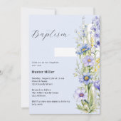 Invitation Floraux bleus croiser garçon Baptême (Devant)