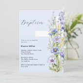 Invitation Floraux bleus croiser garçon Baptême (Debout devant)