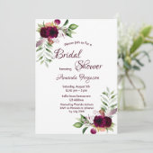 Invitation Floraux Bourgogne or verdure boho douche nuptiale (Debout devant)