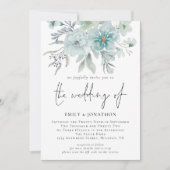 Invitation Floraux d'aquarelle de fond marin Mariage de code  (Devant)