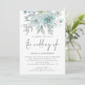 Invitation Floraux d'aquarelle de fond marin Mariage de code  (Debout devant)