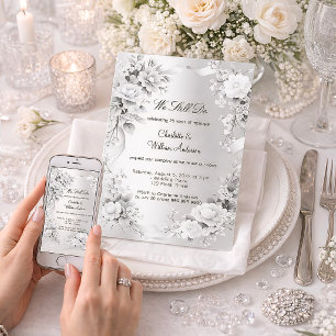 Invitation Floraux d'argent Renouvellement du voeu mariage