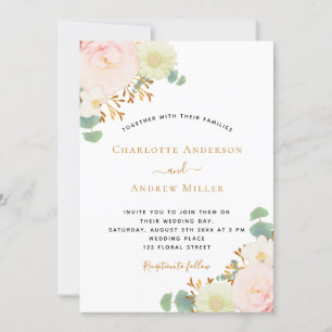 Invitation Floraux de couleur eau rose rose rose mariage