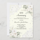 Invitation Floraux de diamants d'ivoire 60e anniversaire mari (Devant)