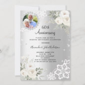 Invitation Floraux de diamants en argent 60e anniversaire mar (Devant)