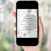 Invitation Floraux de diamants en argent 60e anniversaire mar