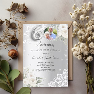 Invitation Floraux de diamants en argent 60e anniversaire mar