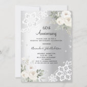 Invitation Floraux de diamants en argent 60e anniversaire mar (Devant)