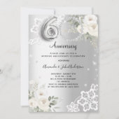 Invitation Floraux de diamants en argent 60e anniversaire mar (Devant)