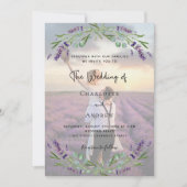Invitation Floraux de lavande photo Code QR RSVP mariage de l (Devant)