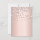 Invitation Floraux d'or rose diamants roses mariage (Dos)