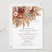Invitation Floraux en terre bourgogne Pampas Mariage en herbe (Devant)