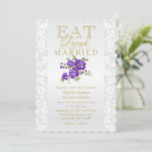 Invitation Floraux pourpres mangent, boisson et soient (Debout devant)