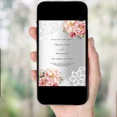 Invitation Floraux rose argent 25e anniversaire mariage