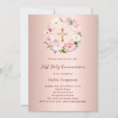 Invitation Floraux rose rousse or rose traversant la première (Devant)