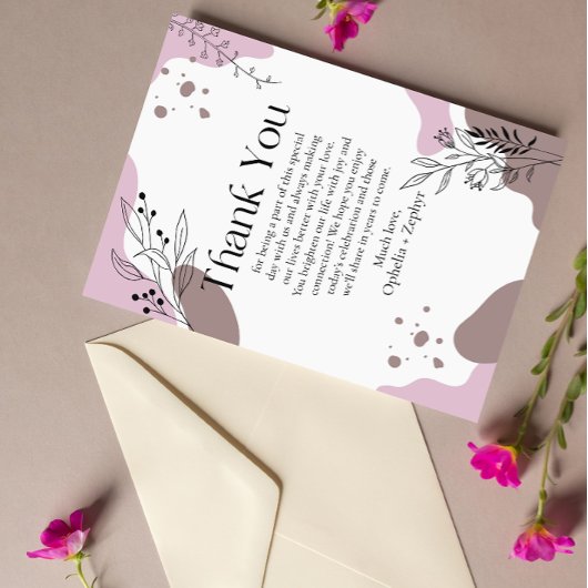 Invitation floraux roses 50e Merci mariage