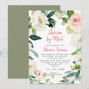 Invitation floraux roses douche par la poste douche de nage