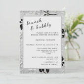 Invitation Flore B & W personnalisée Brunch & Bubbly (Debout devant)