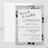 Invitation Flore B & W personnalisée Brunch & Bubbly (Devant / Derrière)