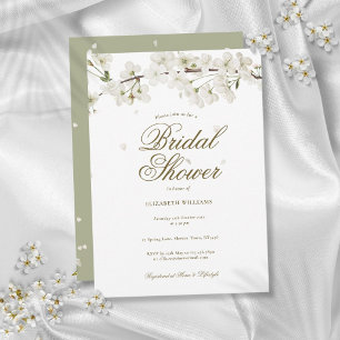 Invitation Flore blanche Élégante Fête des mariées moderne