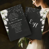 Invitation Flore blanche élégante sur Mariage noir