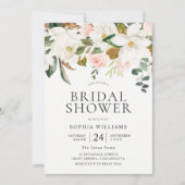 Invitation Flore blanche et blanche Fête des mariées élégante (Devant)