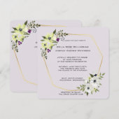 Invitation Flore blanche et jaune avec Mariage or (Devant / Derrière)