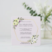 Invitation Flore blanche et jaune avec Mariage or (Debout devant)