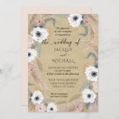 Invitation Flore blanche rustique Kraft BOHO Pampas Grass Tro (Devant / Derrière)