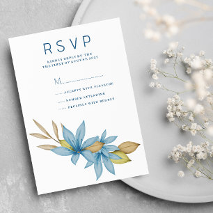 Invitation Flore bleu bleu clair simple couleur d'eau RSVP