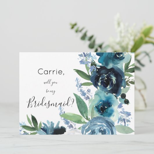 Invitation Flore bleu foncé 2 (Debout devant)