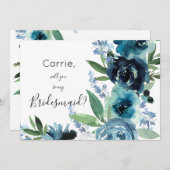 Invitation Flore bleu foncé 2 (Devant / Derrière)