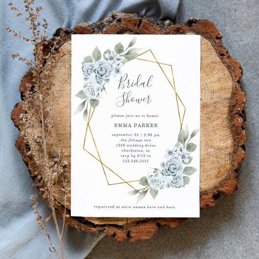 Invitation Flore bleu poussiéreux et Eucalyptus | FÊTE DES MA
