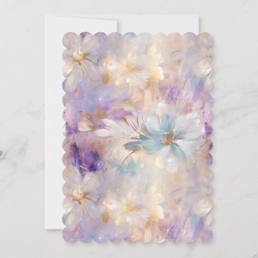 Invitation Flore bleu violet d'or blanc (Dos)