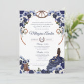 Invitation Flore Bleue de la marine russe Charro Quinceanera  (Debout devant)