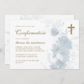 Invitation Flore Bleue délicate avec confirmation croisée (Devant / Derrière)