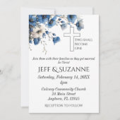 Invitation Flore Bleue Deux deviennent un Mariage (Devant)