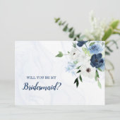 Invitation Flore Bleue Dusty Serez-Vous Ma Femme D'Accueil (Debout devant)