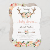 Invitation Flore Boho Antler Flush Flèches Bébé (Devant / Derrière)