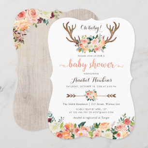Invitation Flore Boho Antler Flush Flèches Bébé