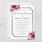 Invitation Flore bordeaux simple et élégant | Mariage moderne (Devant)