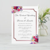 Invitation Flore bordeaux simple et élégant | Mariage moderne (Debout devant)