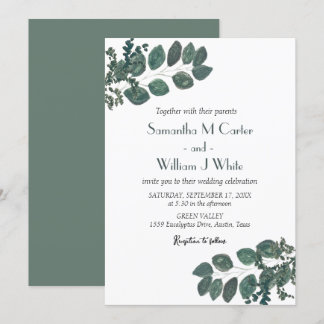 Invitation Flore botanique rustique Eucalyptus