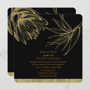Invitation Flore botanique tropicale moderne Glam Gold & Blac