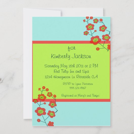 Invitation Flore branchée de mood (Dos)