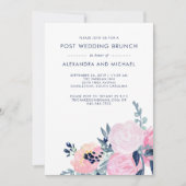 Invitation Flore brun et marine | Brunch Mariage (Devant)