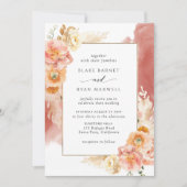 Invitation Flore brune, Aquarelle rouille Mariage chic (Devant)