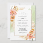 Invitation Flore brune, Aquarelle verte Chic Mariage (Devant)
